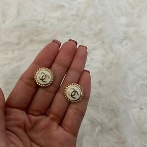 Chanel button earrings